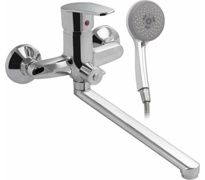 Смеситель для ванны САТУРН 48010 Смеситель в ванную длинный нос с дивертором на корпусе, шаровый 40 мм