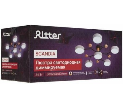 светильник потолочный RITTER 52079 5 Scandia 84 Вт серый