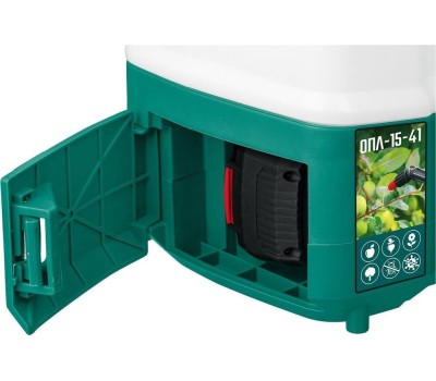 Опрыскиватель ЗУБР ОПЛ-15-41 15 л бак, 1 АКБ (4Ач), 5 кг опрыскиватель аккумуляторный, Li-Ion 18В