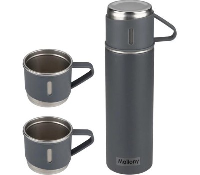 Набор: термос + ТЕРМОкружки MALLONY FESTA, 0,5 л (3 кружки), серый (106052)