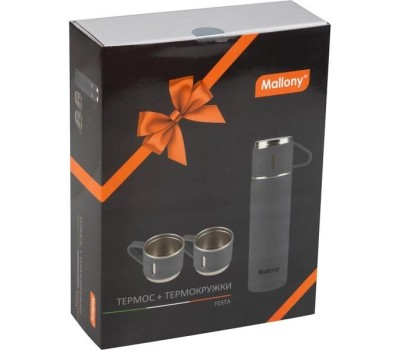 Набор: термос + ТЕРМОкружки MALLONY FESTA, 0,5 л (3 кружки), серый (106052)