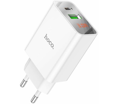 СЗУ HOCO (6931474769824) C100Aaa 1USB+1Type-C 3.0A QC3.0 PD 20W , White