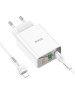 СЗУ HOCO (6931474769824) C100Aaa 1USB+1Type-C 3.0A QC3.0 PD 20W , White