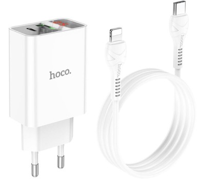 СЗУ HOCO (6931474769824) C100Aaa 1USB+1Type-C 3.0A QC3.0 PD 20W , White