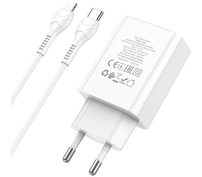 СЗУ HOCO (6931474769824) C100Aaa 1USB+1Type-C 3.0A QC3.0 PD 20W , White