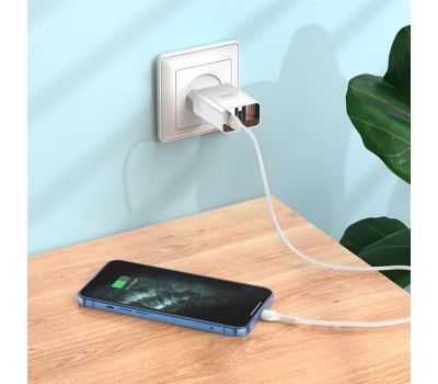 СЗУ HOCO (6931474769824) C100Aaa 1USB+1Type-C 3.0A QC3.0 PD 20W , White