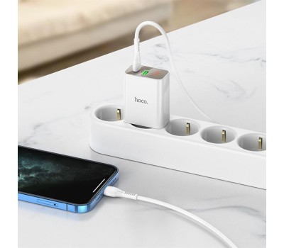 СЗУ HOCO (6931474769824) C100Aaa 1USB+1Type-C 3.0A QC3.0 PD 20W , White
