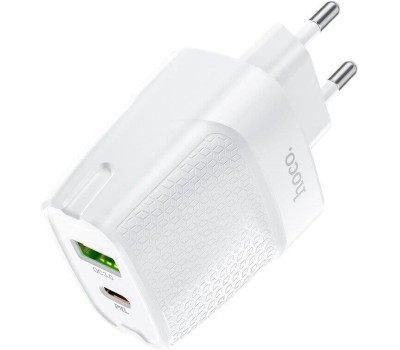 СЗУ HOCO (6931474769824) C100Aaa 1USB+1Type-C 3.0A QC3.0 PD 20W , White