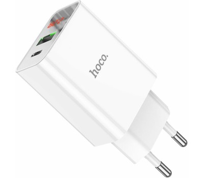 СЗУ HOCO (6931474769824) C100Aaa 1USB+1Type-C 3.0A QC3.0 PD 20W , White