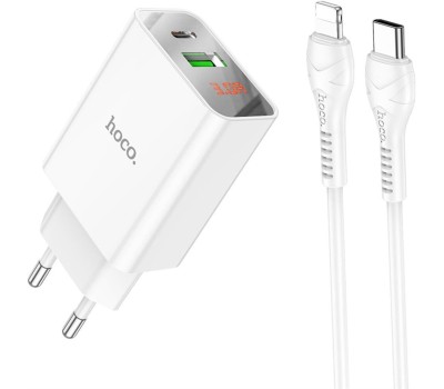 СЗУ HOCO (6931474769824) C100Aaa 1USB+1Type-C 3.0A QC3.0 PD 20W , White