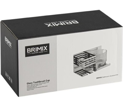 Аксессуары для ванной комнаты BRIMIX 1280-1 Полочка со стеклянным стаканом и подставкой для зубных щёток, настенное крепление, из нержавеющей стали, цвет ХРОМ