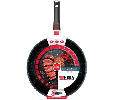 Сковорода НЕВА МЕТАЛЛ ПОСУДА Сковорода а/пр литая 28см съемн/руч Черный гранит ТМ НМП