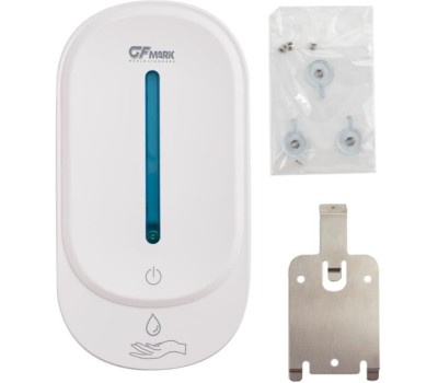 GFmark - Дозатор СЕНСОРНЫЙ, для жидкого МЫЛА, пластик АБС, БЕЛЫЙ, большой, с полоской, 350 мл, питание 4АА 676