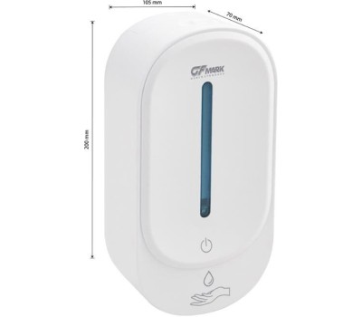 GFmark - Дозатор СЕНСОРНЫЙ, для жидкого МЫЛА, пластик АБС, БЕЛЫЙ, большой, с полоской, 350 мл, питание 4АА 676