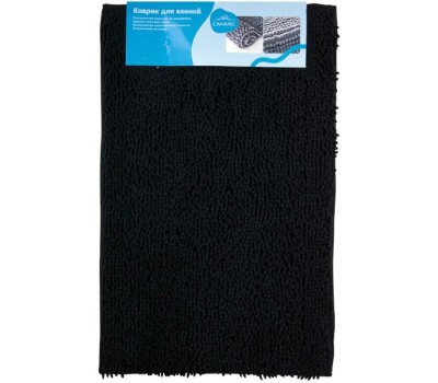 САНАКС - Коврик в ванную МОСС, одинарный, черный, 50 х 80 см, 100% хлопок, ворс 20 мм 00414