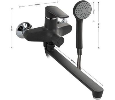 BRIMIX - Смеситель для ванны, длинный излив, шаровый, из высокопрочного АБС пластика, цвет ГРАФИТ. 556-GR