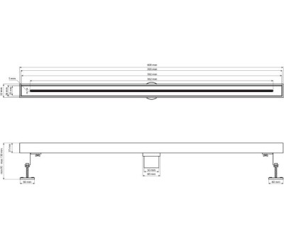 САНАКС - Трап 600х32 мм, нержавеющая сталь, линейный, вертикальный, щелевой, с сухим затвором, цвет БРОНЗА 40065