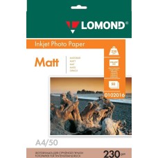 Фотобумага LOMOND Фотобумага A4, для струйной печати, 50л, 230г/м2, белый, покрытие матовое [0102016]