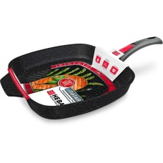 Сковорода НЕВА МЕТАЛЛ ПОСУДА Сковорода-гриль а/пр литая 28х28см съемн/руч индукция Гранит ТМ НМП