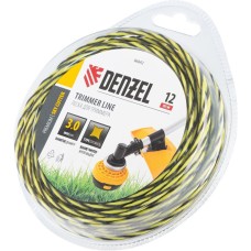 Леска DENZEL Леска для триммера двухкомпонентная витая квадратная, 3,0мм х 12м, блистер SkyCutter 96842