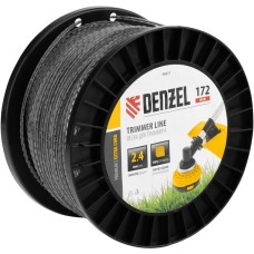 Леска для триммера DENZEL Леска для триммера двухкомпонентная зубчатый квадрат, 2,4мм х 172м, на DIN кат. EXTRA CORD 96827