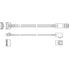 JPC Кабель P731IDN00800-1 Cable MCIO x4 38P (прямой Straight Type) TO HD MiniSAS 4i 36P (SFF8643, прямой Straight Type) , 85 Ohm, L:80cm