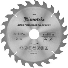 MATRIX Пильный диск по дереву, 210 х 32 мм, 24 зуба, кольцо 30/32 Professional 73224