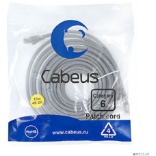 Cabeus PC-UTP-RJ45-Cat.6-15m Патч-корд U/UTP, категория 6, 2xRJ45/8p8c, неэкранированный, серый, PVC, 15м