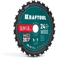 KRAFTOOL Slim wood cut 210 х 30 x 1.8 мм, 24Т, диск пильный по дереву, (36955-210-30-24)