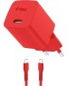 TTEC Сетевое зарядное устройство SmartCharger GAN 45W AVS PD Travel Fast Charger с кабелем USB-C - USB-C 3A. Длина кабеля: 120см. Цвет: неоновый красный