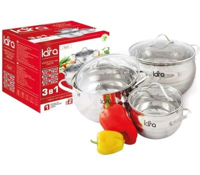 Набор кастрюль LARA LR02-86 (2.0л, 3.6л, 6.1л)