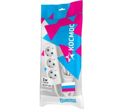 Удлинитель КОСМОС YKSM5M-3G-Z(10A)P
