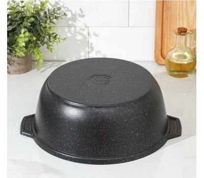 Жаровня КУКМОР жмт528а а/пр литая 5,0л стекл/кр Тёмный мрамор