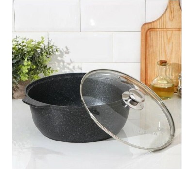 Жаровня КУКМОР жмт528а а/пр литая 5,0л стекл/кр Тёмный мрамор