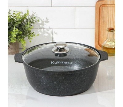 Жаровня КУКМОР жмт528а а/пр литая 5,0л стекл/кр Тёмный мрамор