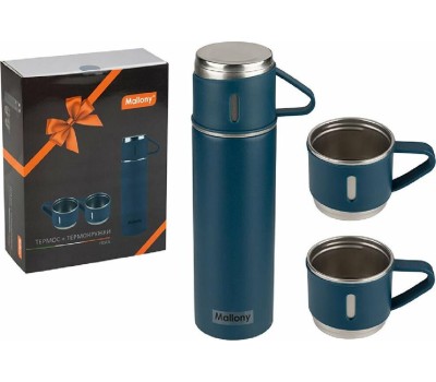 Набор: термос + ТЕРМОкружки MALLONY FESTA, 0,5 л (3 кружки), синий (106055)