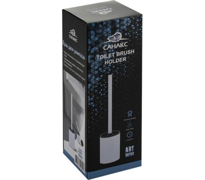 Аксессуары для ванной комнаты и туалета САНАКС 30702 Ерш для унитаза, напольный, круглый, без крышки, из нержавеющей стали, цвет БЕЛЫЙ