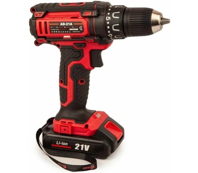 Дрель-шуруповёрт EDON AD-21A черный/красный 16043 21В, 2аккум