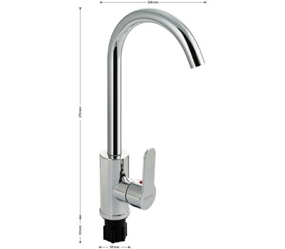 Смеситель для кухни BRIMIX 5926 Смеситель для кухни, шаровый, из высокопрочного АБС пластика, с алюминиевым основанием, цвет ХРОМ