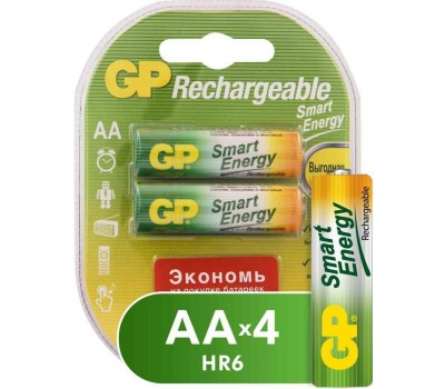 GP AA Аккумуляторная батарейка Smart Energy 100AAHCSV, 2 шт. 1000мAч