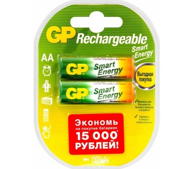 GP AA Аккумуляторная батарейка Smart Energy 100AAHCSV, 2 шт. 1000мAч