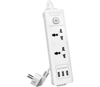DELI универсальный ET407/ 3розетки + 3USB , 2 м