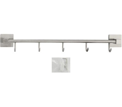 Аксессуары для ванной комнаты GFMARK 87206 Вешалка с пятью крючками прямая, из нержавеющей стали, с квадратным основанием, цвет САТИН