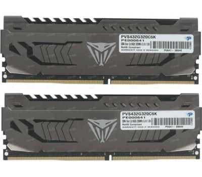 Оперативная память PATRIOT Оперативная память Viper Steel PVS432G320C6K DDR4 - 2x 16ГБ 3200МГц, DIMM, Ret