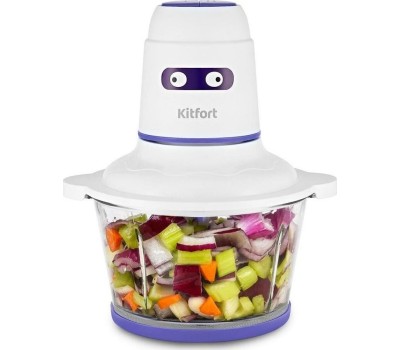 Измельчитель KITFORT Измельчитель электрический КТ-3050-1, 1.5л, 400Вт, белый/фиолетовый