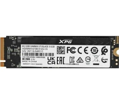Накопитель SSD A-DATA SSD накопитель XPG Gammix S70 Blade AGAMMIXS70B-2T-CS 2ТБ, M.2 2280, PCIe 4.0 x4, NVMe, M.2