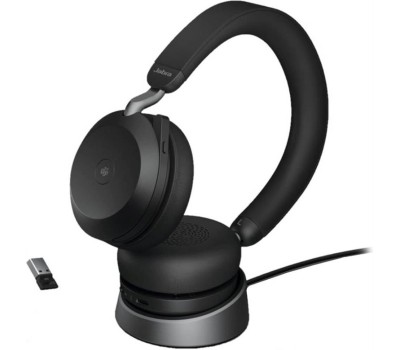 JABRA Гарнитура Evolve2 75, Link380a MS Stereo Black, для компьютера/мобильных устройств, накладные, Bluetooth/радио, черный [27599-999-999]