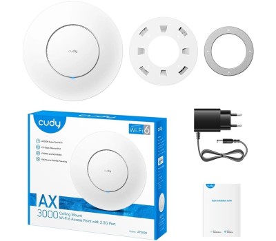 Точка доступа CUDY Точка доступа AP3000, AX3000, 2.4/5ГГц, 1xRJ45, белый