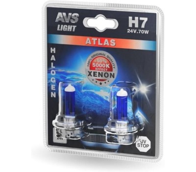 Лампа галогенная AVS Галогенная лампа ATLAS/5000К/ H7.24V.70W.блистер 2шт