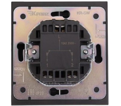 KRANZ Выключатель STRONG 2 кл проходной (переключатель) 10А с/у антрацит
